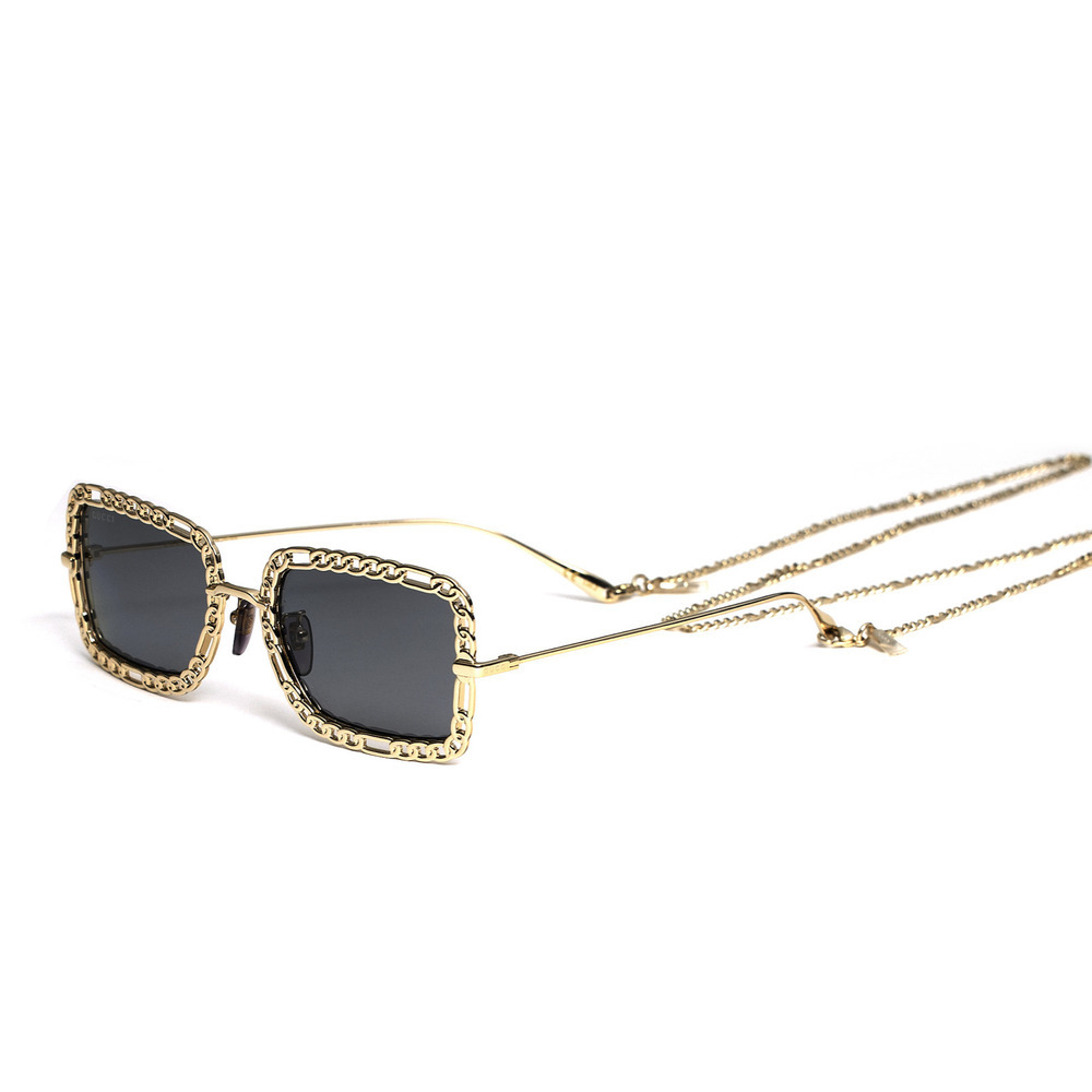 NWT Gucci GG1112S-001-54 Gold Rectangle 54mm Sunglasses